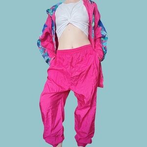 Vintage 80’s / 90’s Hot Pink Patterned Windbreaker Tracksuit